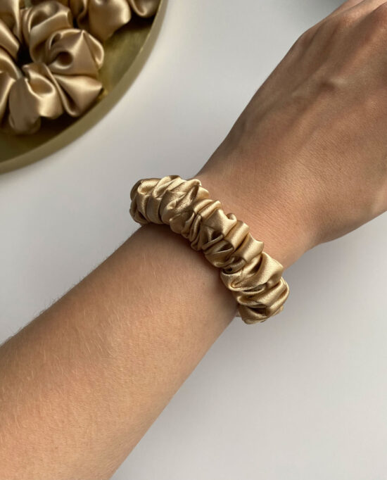 Шовкова резинка для волосся золота