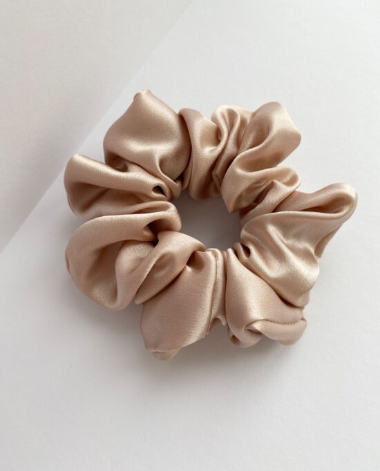 Шовкова резинка для волосся Беж